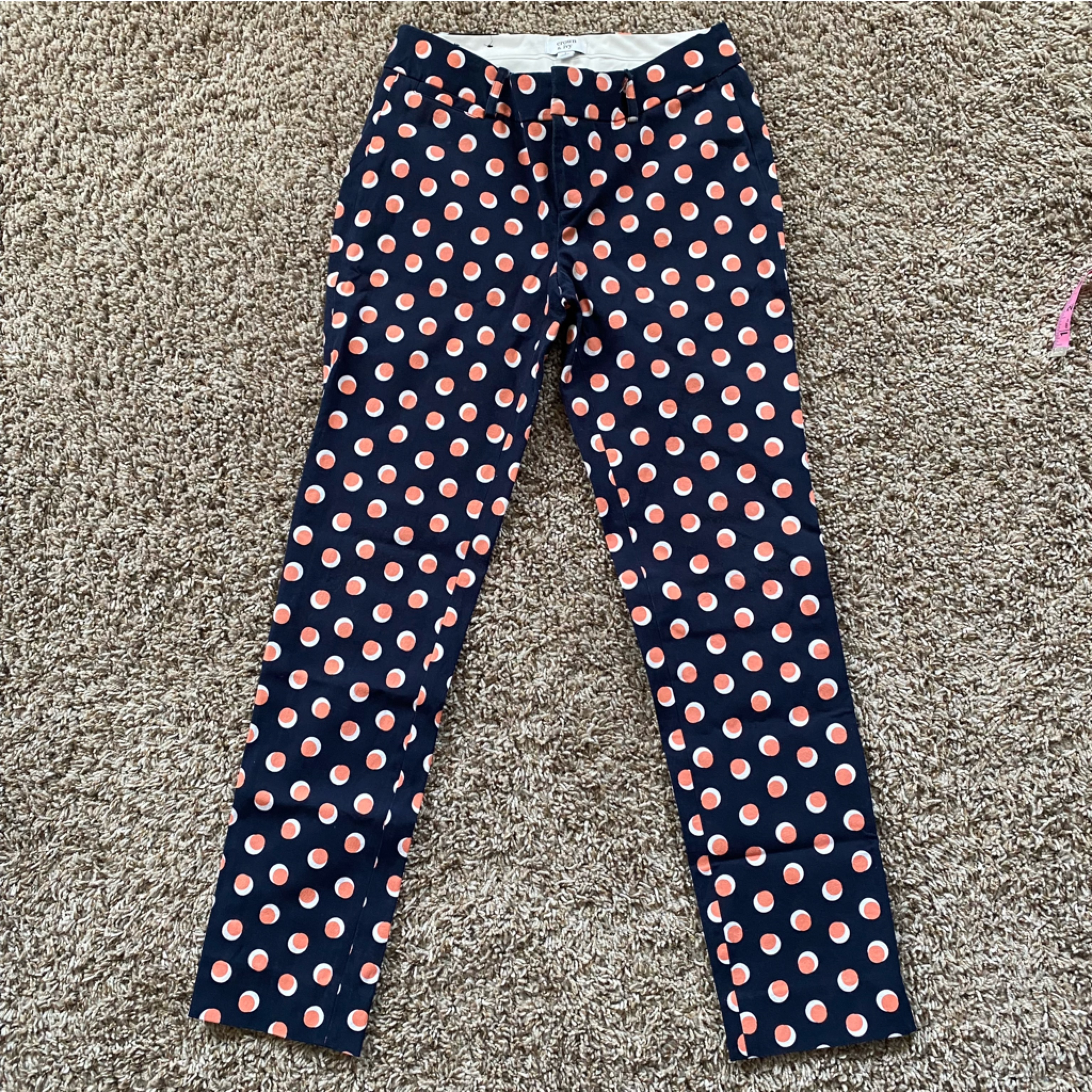Crown And Ivy Peach And White Polka Dot Pants